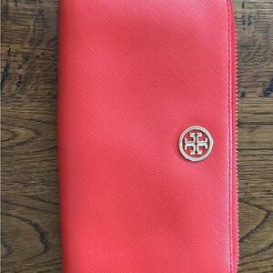 Tory Burch Cherry Red Zip-Around Wallet